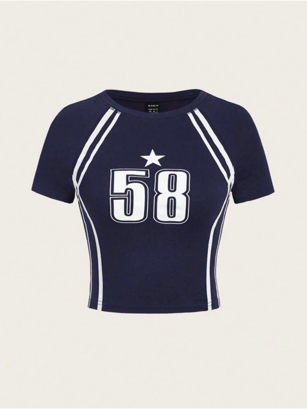 Navy Athletic Crop Top with '58' Graphic